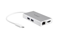 StarTech.com USB-C Multiport Adapter, USB-C Travel Docking Station with 4K HDMI, 60W Power Delivery Pass-Through, GbE, 2pt USB-A 3.0 Hub, Portable Mini USB Type-C Dock for Laptop, White - Portable USB-C Dock (DKT30CHPDW) - dockingstation - USB-C / Thunder