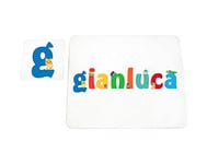 Little Helper LHV-GIANLUCA-COASTERANDPLACEMAT-15IT Dessous de verre et sets de table avec finition brillante, personnalisés pour garçons, nom Gianluca, multicolore, 21 x 30 x 2 cm