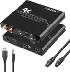 Hdmi 2.0 Convertisseur Audio, Hdmi Optique Toslink Spdif 3.5Mm Stéréo Rca L/R Sortie Audio Extracteur Avec Contrôle Du Volume Soutien 4K@60Hz Hdcp 2.2 Hdr 3D Yuv 4:4:4 Pour Ps5 Blu[VID064121]