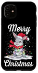 Coque pour iPhone 11 Merry Christmas Bunny Santa Christmas Eve Party Christmas Lights