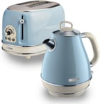 Ariete Vintage/Retro Style Jug Kettle and Toaster Pack - Blue AR5515, AR6905