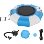 Trampoline Aquatique Gonflable, Trampoline sur l'Eau 200x50 cm, Plate-forme de Natation Portable avec Echelle et Pompe a Air Electrique, Rebondisseur