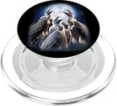 3 Vultures Howling At The Moon Funny Vulture Bird Carrion PopSockets PopGrip for MagSafe