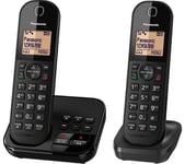 PANASONIC KX-TGC422EB Cordless Phone with Answering Machine - Twin Handset Black