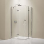 Paroi porte de douche pivotante en angle et receveur EX809, verre de sécurité nano, 90 x 90 x 195 cm