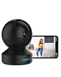 Reolink Caméra Surveillance WiFi Interieur 3MP 2K, Caméra Bébé Gardiennage 360°, Détection Humain Chien Chat, Baby Monitor Camera IP Maison, Pan&Tilt/Vision Nocturne/Audio à 2 Voies, E1 Noir