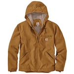 Carhartt Men's Relaxed Fit Washed Duck Sherpa-Lined Jacket Work Utility Outerwear, Brown, XXL