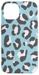 iPhone 14 Light Blue and Gray Leopard Print Case