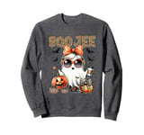 BOO JEE Halloween Cute Girl Ghost Coffee Lover Pumpkin Latte Sweatshirt