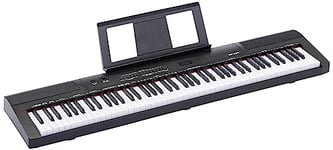 Amazon Basics - Piano Numérique Portable à 88 Touches Semi-Lestées avec Pédale de Sustain, 2 Haut-Parleurs, 140 Timbres, 200 Rythmes, 16 Chansons de Démonstration, Métronome, Mode Leçon, Noir