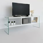 Dmora - Meuble TV Algorab, Buffet de Salon, Armoire Basse pour TV, Base Murale de Rangement, 120x35h45 cm, Blanc