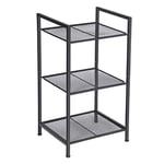 SONGMICS Étagère de Salle de Bain, en Métal, Rangement de Cuisine, 3 Niveaux, Étagère sur Pied, Porte-Plantes, Extensible, Grille Réglable en Hauteur, Style Industriel, Noir BSC33BK