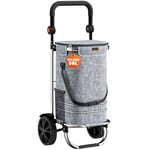 MONZANA® Chariot de courses gris 56 litres 3en1 pliable compartiment isotherme poignée réglable bandes réfléchissantes