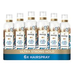 Pantene Strong Hold Hairspray With Jojoba Oil, 6 x 250 ML, Non Sticky Frizz Ease Hair Spray For Long Lasting Style, VALUE PACK