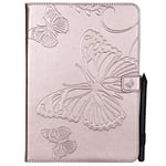 JIan Ying Case Universal for Apple iPad Air, iPad Air 2, iPad 9.7 (2017)/(2018) Patterns Tablet Shell Cover Protector Pink gold butterfly