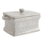 Butter Dish with Lid  Storage Container Kitchen Holder Ceramic Breakfast Grey