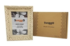 SusggO Cadre photo en bois – Dimensions photo 10 x 15 cm – Fabriqué en UE (EU) – avec support et verre – Pour table et suspension au mur – Décoration de table étagère, meuble décoratif (blanc VINTAGE)