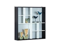 Inter Link - Vitrine - Vitrine murale - Coffret de présentation - Vitrine de collection - Vitrine sans verre - Etagère murale - 10 compartiments - Collector - Decem - MDF noir/blanc - 70 x 13 x 70 cm