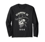 Deadwood South Dakota USA Distressed Cowboy Skull Design Long Sleeve T-Shirt