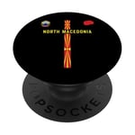 Drapeau et silhouette carte de la Macédoine du Nord, emblème national PopSockets PopGrip Adhésif