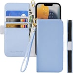 Nbziyoo Phone Case for HuaWei P30 Lite, Folding Faux Leather Lychee Pattern Wallet Flip Cover with Card Holder,Wrist Strap,Magnetic Closure Shockproof Kickstand Phone Case.(Blue)