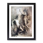 Hesiod And The Muse By Gustave Moreau Classic Painting Framed Wall Art Print, Ready to Hang Picture for Living Room Bedroom Home Office Décor, Black A4 (34 x 25 cm)