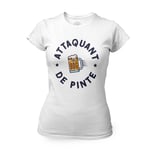 T-Shirt Femme Col Rond Attaquant De Pinte Apéro Soirée Foot Bière Amis