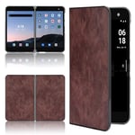HDOMI Microsoft Surface Duo Case, PU Leather Hard PC Back Protecting Cover Shell for Microsoft Surface Duo (Brown)