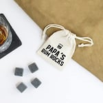 eBuyGB Papa's Rum Rocks with Cotton Drawstring Bag & 4 Soapstone Reusable Ice Cubes, Whiskey Stones for Father's Day, Birthday Gift for Him, Dad