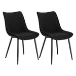 WOLTU Chaise de Salle à Manger Lot de 2, Moderne Chaise de Cuisine, Chaise scandinave, Chaise Coiffeuse, pour Salle de Séjour, Chambre à Coucher, Cuisine, en Lin et métal Noir BH208sz-2