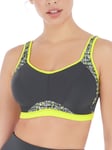 Freya Womens Epic Underwired Moulded Crop Top Sports Bra - Grey Nylon - Size 28DD