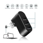 Hub USB, Adaptateur USB orientable à 90°/180°, Data Hub USB 3 Ports, USB multiport pour Macbook, Mac Pro/Mini, iMac, Surface Pro, XPS, Notebook PC, clés USB, etc.(HB-UMN3)