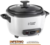 RUSSELL HOBBS Family 2L Serves 14 Cup Rice Large Cooker and Steamer In White NEW