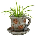 ABC Home Garden Tasse en Forme de Tasse - Figurine de Jardin - Décorative - pour l'intérieur et l'extérieur - Aspect Pierre.