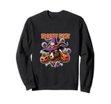 Funny Farm Halloween Shirt Pumpkin Spooky Goat Witch Hat Sweatshirt