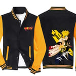 Sweat-Shirt Homme de Veste de Sport Cardigan à Manches Longues Hauts - 3D Namikaze Minato Casual Imprimé Unisexe Col Montant à Capuche Uniforme de Baseball,Noir+Jaune,M