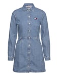 Tommy Jeans Tjw Ls Badge Denim Mini Dress Blå