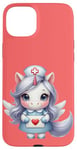 Coque pour iPhone 15 Plus Valentine Unicorn Caring Nurse Love Healthcare Poney magique