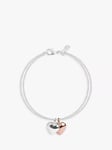 Joma Jewellery Double Heart Chain Bracelet, Silver/Rose Gold