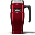 Thermos Stainless King Red Travel Mug (470ml), Reusable Insulated Stainless Steel Coffee Cup for Hot or Cold Drinks, Vacuum Sealed Water Flask with a Leak-Proof Lid, 7hr Hot/18hr