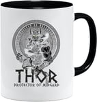 Jungle Mug Tasse viking nordique | Idée cadeau pour les hommes âgés, papa, grand-père, tasse à café, motif viking, tête de mort, chope à bière thors hammer (VIKING018)