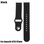 20/22mm Buckles Strap Soft Silicone Wristband Breathable Black For Amazfit Gtr 42mm