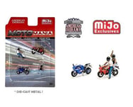 1:64 Figurine Moto Mania Jeu 2 Figurines Avec Moto American Diorama Mijo