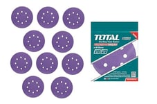 TOTAL Lot de 10 disques de polissage et de ponçage Ø 150 mm, 2 x P800, 2 x P1000, 2 x P1200, 2 x P1500 et 2 x P2000, en oxyde d'aluminium, pour bois, plastique, peinture, pierre, métal et verre