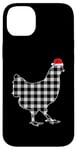 Coque pour iPhone 14 Plus Chemise de Noël poulet noir et blanc Buffalo Plaid Pyjama