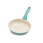 GreenPan Rio Healthy Ceramic Non-Stick 18cm Frying Pan Skillet, PFAS Free, Stay-Cool Handle, Oven Safe up to 160°C, Dishwasher Safe, Turquoise & Cream