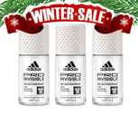 Adidas Women PRO Invisible Roll-On Deodorant Antiperspirant 50ml 3-Pack