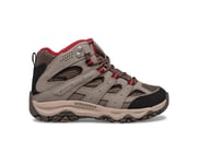 Merrell Moab 3 Mid Waterproof Boot Big Kids in Boulder/Red