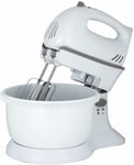 WHITE 300W 5 SPEED ELECTRIC HAND MIXER PLASTIC WITH BOWL BAKING KITCHEN COOKING