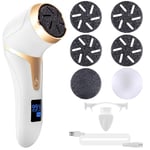 Asiaark Electric Foot File Hard Skin Remover, Foot Skin Callus Remover Sander Scraper Grinder Rechargeable Pedicure Tools for Dry Dead Skin with 3 Replacement Heads (White)